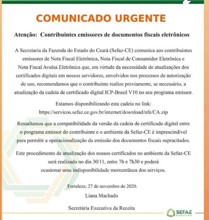 Notificação da SEFAZ/CE