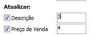 Indicação das colunas na ferramenta