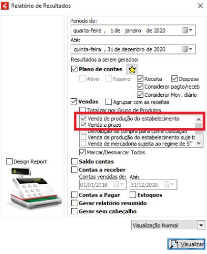 Valores de vendas no Relatório de Resultados