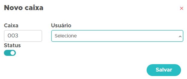 Número do caixa e usuário responsável