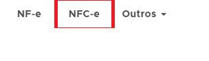Menu Fiscal com a opção NFC-e