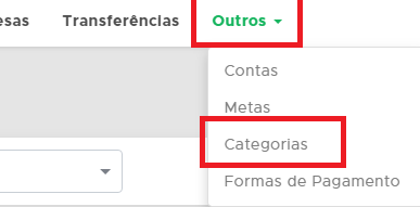 Menu de categorias