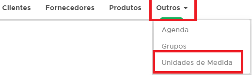 Menu Unidades de Medida