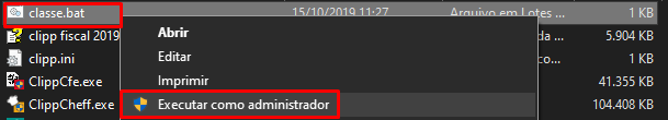 Executar o Classe.bat como administrador