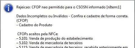 Mensagem da Rejeição 382/386