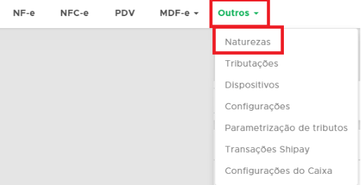 Menu Fiscal, Outros, Naturezas