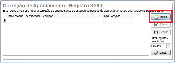 Incluir produto no K280