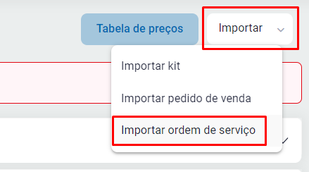 Importar OS para NFC-e