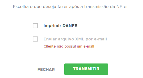 Opções após transmitir