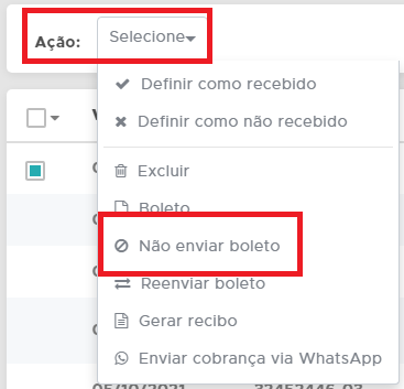 Não enviar Boleto