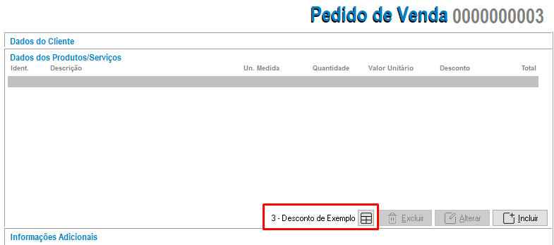 Tabela aplicada no DAV