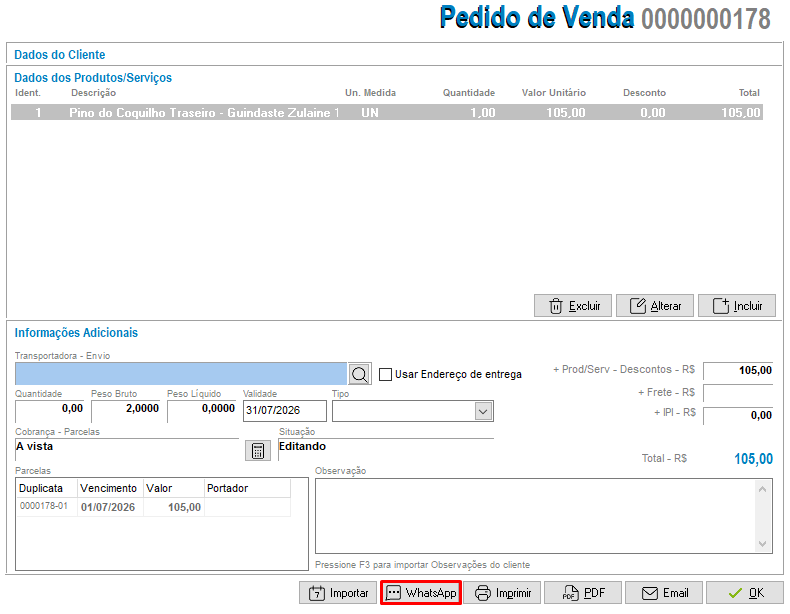 Envio de DAVs pelo WhatsApp