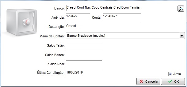 Agência e Conta do Cresol
