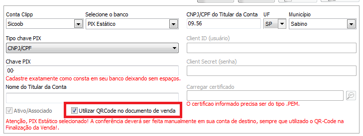 Utilizar QR Code no documento de venda