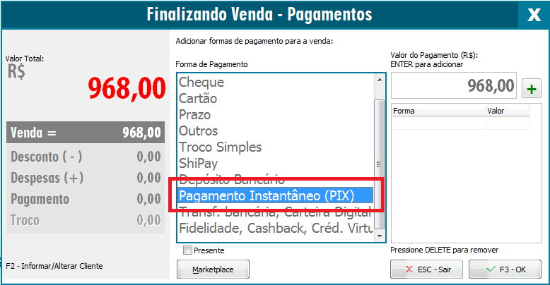 Pagamento Instantâneo PIX