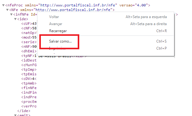 Salvar XML da nota