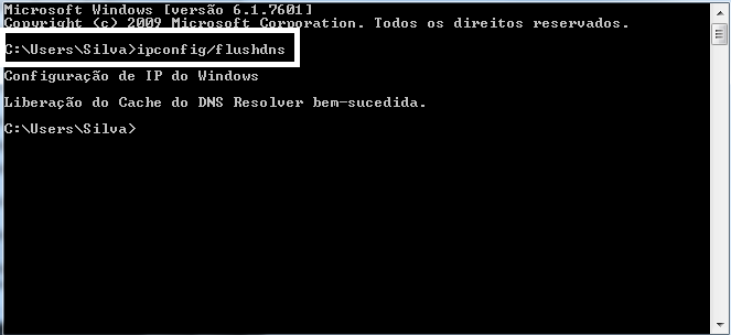Comando ipconfig /flushdns no CMD