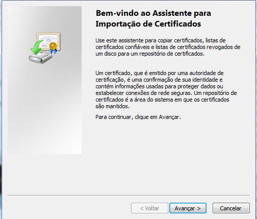 Assistente de instalação - passo 1