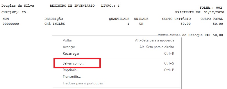 Salvar Como o PDF