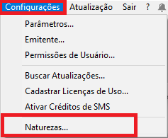 Menu Naturezas