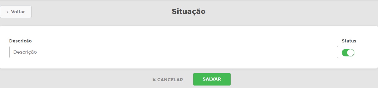Cadastro de nova situação