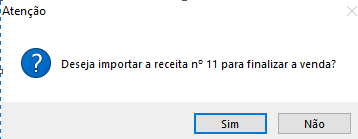 Confirmação da importação da receita