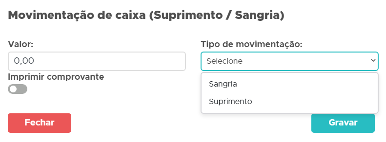 Tela de Sangria/Suprimento