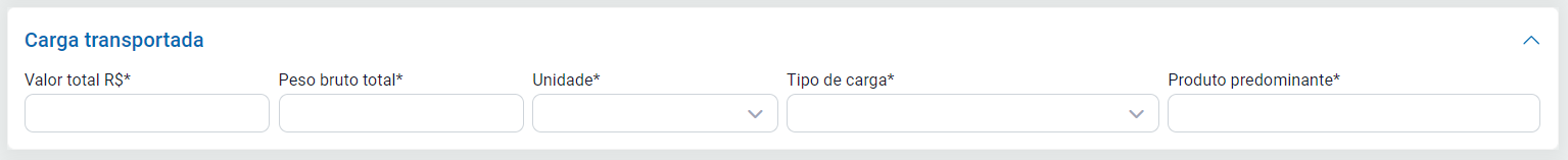 Carga transportada do MDF-e