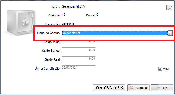 Plano de contas na conta bancária