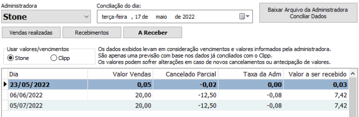 Previsão de recebimento
