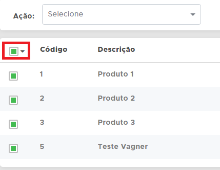 Seleção de itens no Ecommerce
