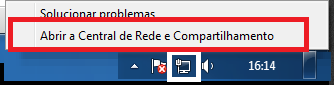 Abrir a Central de Rede e Compartilhamento