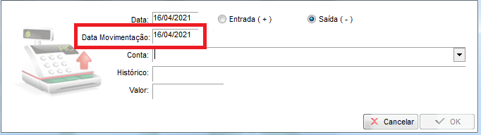 Data Movimentação no Caixa Geral
