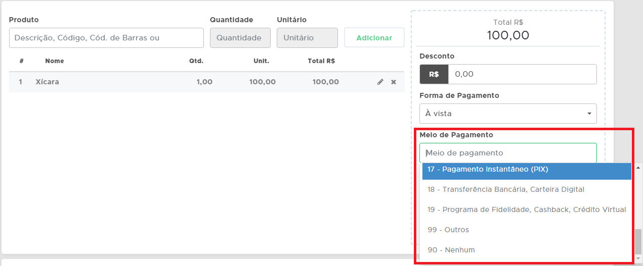 Meio de pagamento na NFC-e/SAT