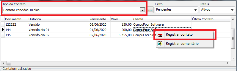 Registrar Contato