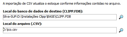 Caminho do banco de dados e do CSV