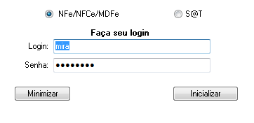 Credenciais e botao Inicializar
