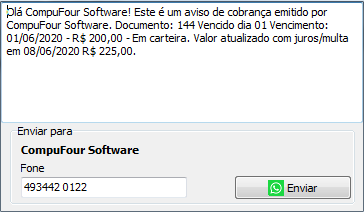 Texto de cobrança