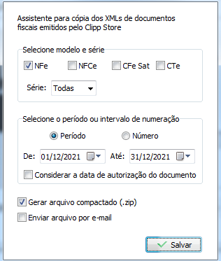 Geração dos arquivos XML