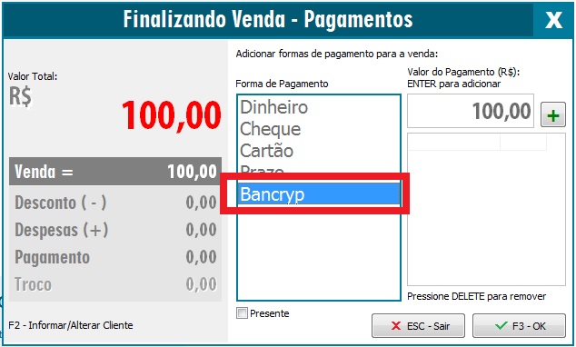 Bancryp na finalização da venda