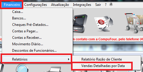 Menu Vendas detalhadas por data