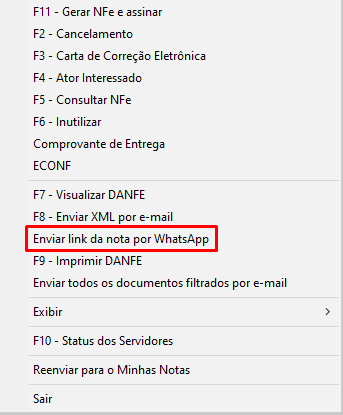 Enviar link da NF-e no Gerenciador