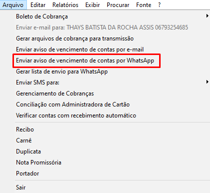 Enviar aviso de vencimento por WhatsApp