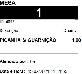 Impressão do pedido