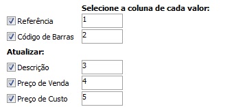 Escolha das colunas do CSV