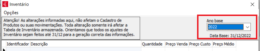 Ano base do inventario