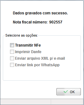 Opções desmarcadas