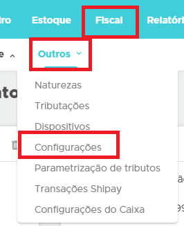Configuracoes em Fiscal Outros