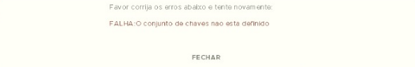 Erro o conjunto de chaves não está definido