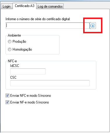 Botao localizar certificado